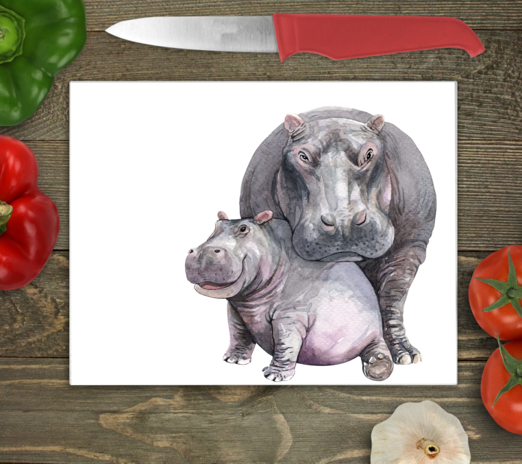 Hippo Glass Chopping Board, Hippo Cutting Board